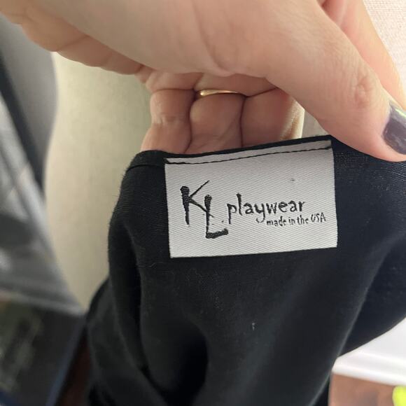 Krista Larson KL Playwear Tank Top OS Black Linen Asymmetric Lagenlook USA Made - Picture 6 of 11